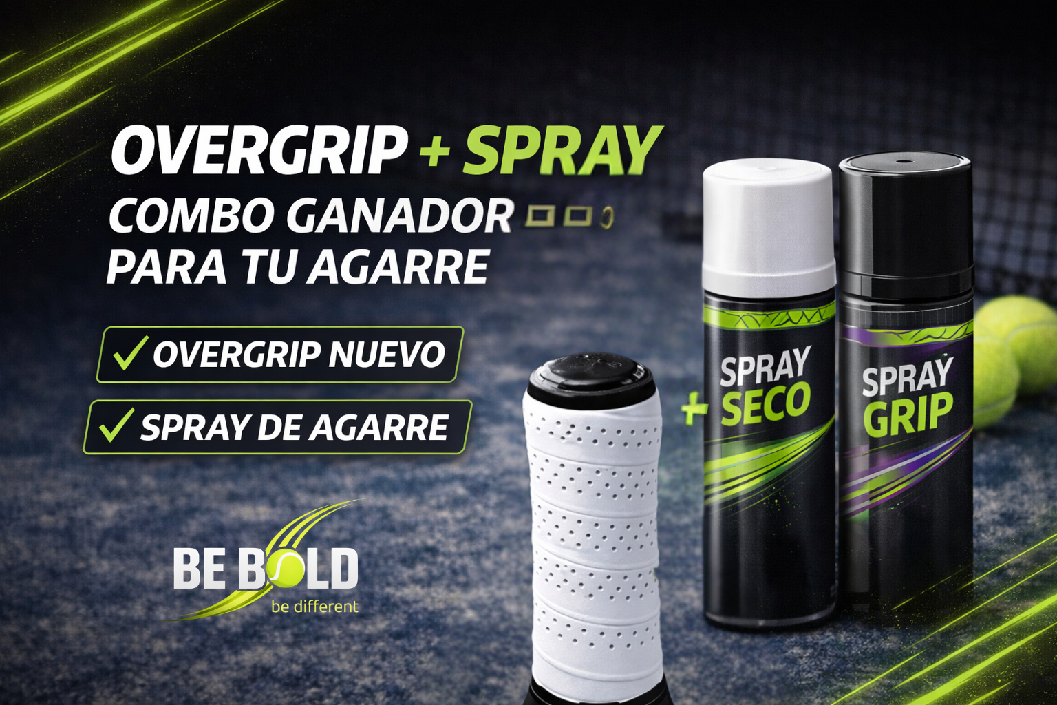 Overgrip + spray: el combo que más se nota en tu agarre (y en tu juego)