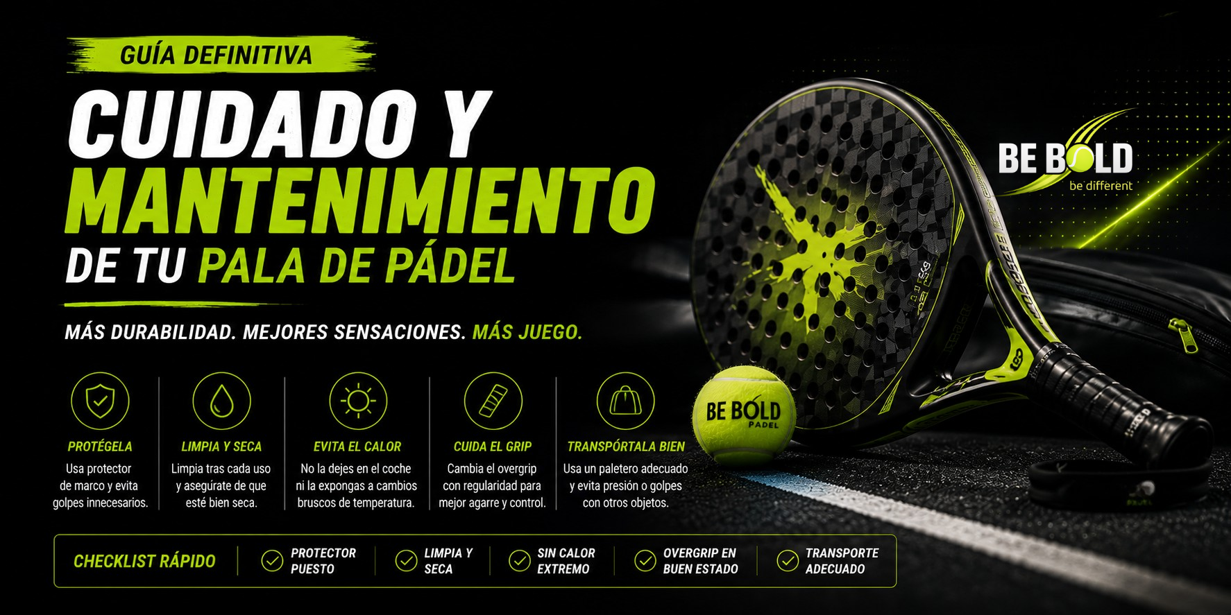 Guía de cuidado y mantenimiento de tu pala de pádel