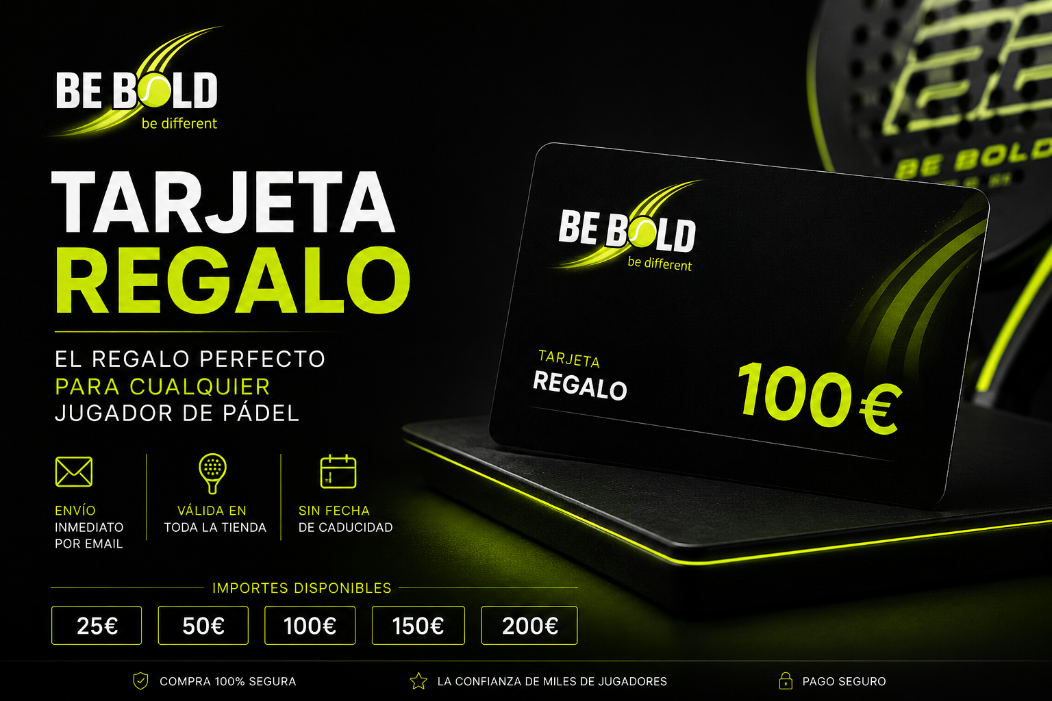 Tarjeta Regalo Be Bold Padel | El regalo perfecto para cualquier jugador